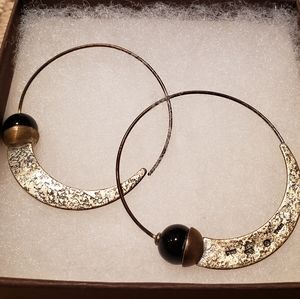 Elegant Black and Gold Hoop Earrings
